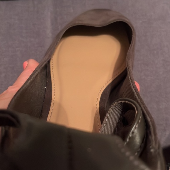 Dark great ankle strap ballerinas shoe suede front with faux leather backing - Picture 4 of 9